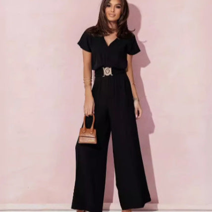 Dames élégant combi-pantalon avec détail ceinture Chic und Stil