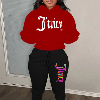 Women's sporty hoodie set and jogger pants with unique graphic print Chic and Style