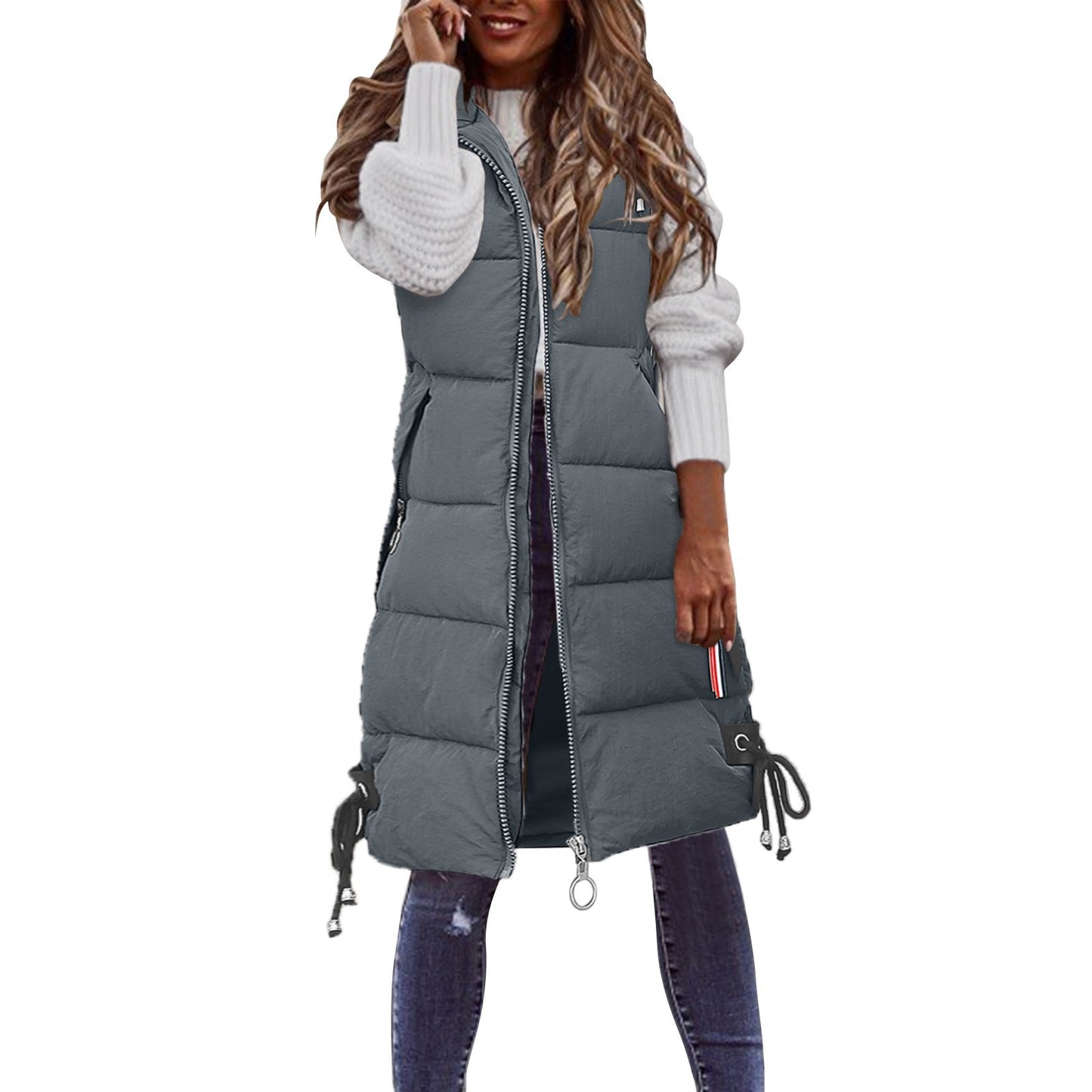 Dames Gilets mode matelassé avec poches pratiques et cordon élastique ajustable Chic und Stil