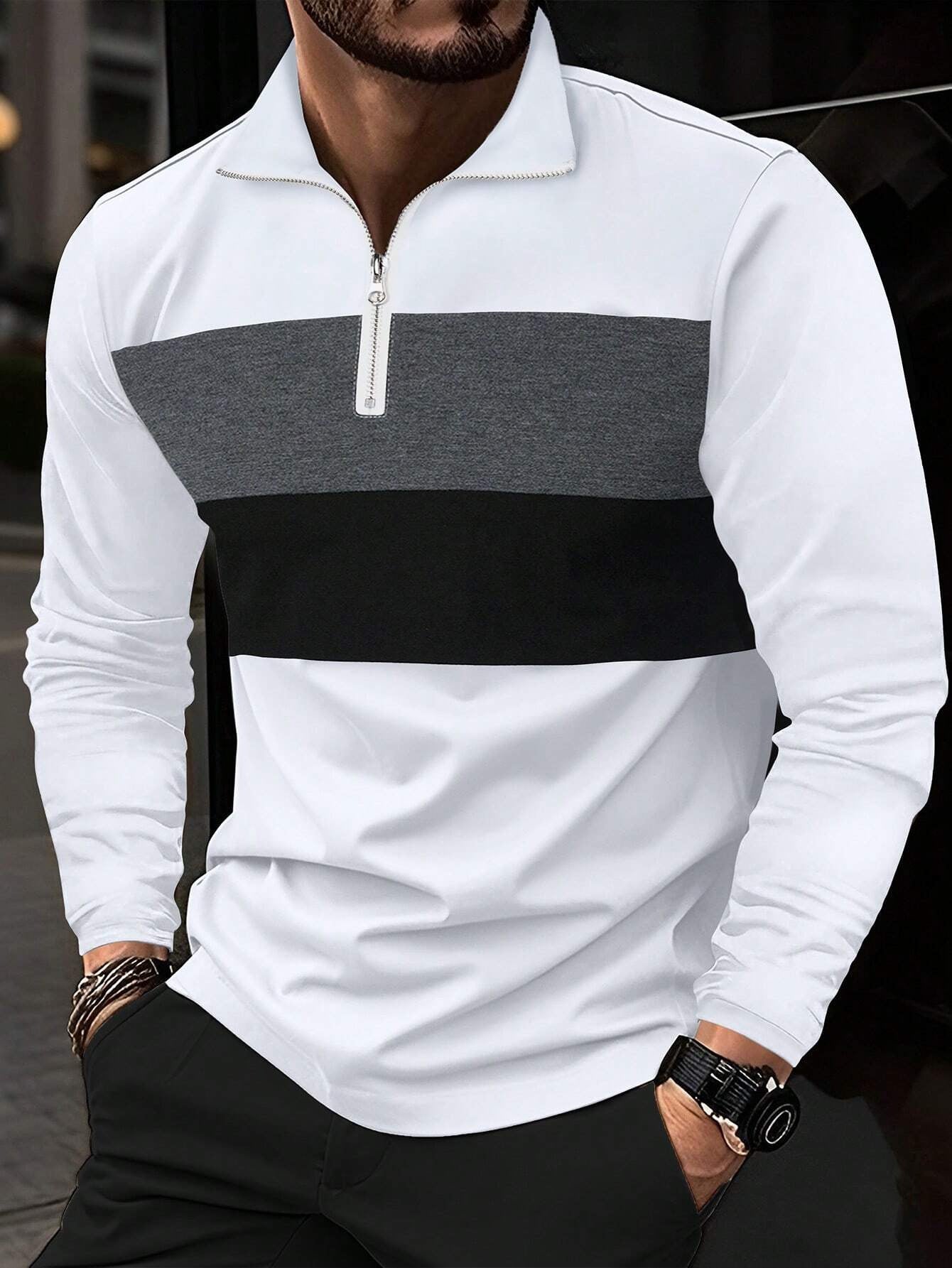 Casual pullover for men with modern zip closure Chic and Style