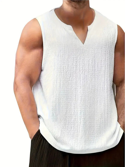 T-shirt sans manches pour hommes avec design texturé et col en V Chic und Stil
