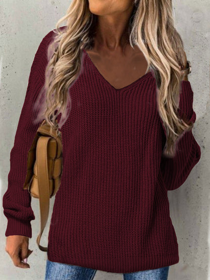 Pull-over en tricot épais à encolure en V pour femmes avec coupe décontractée Chic und Stil
