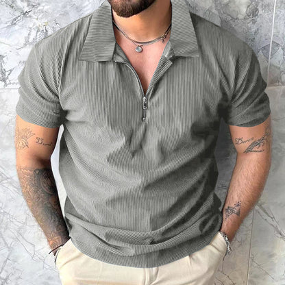 T-shirt polo pour hommes avec fermeture éclair moderne et design structuré Chic und Stil