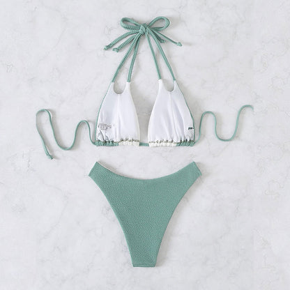 Dames Ensemble de bikini triangle texturé élégant Chic und Stil