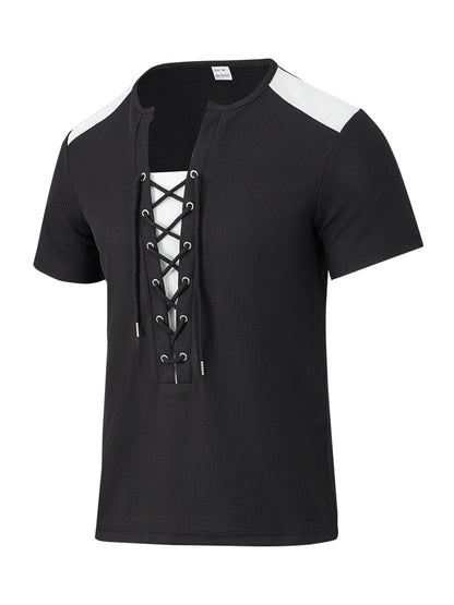 Chemise à manches courtes pour homme avec design sportif à lacets Chic und Stil