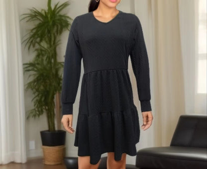 Robe décontractée à col en V pour femmes avec bord large Chic und Stil