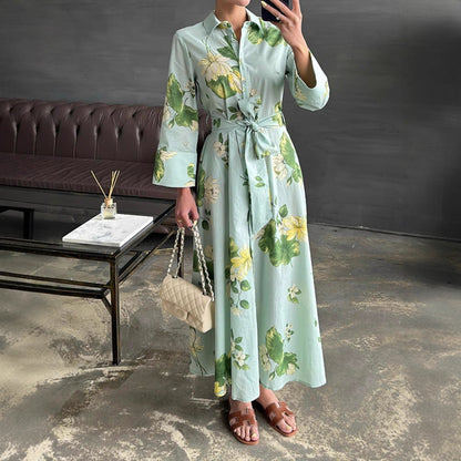 Robe maxi femme avec motifs floraux et ceinture enroulée Chic und Stil