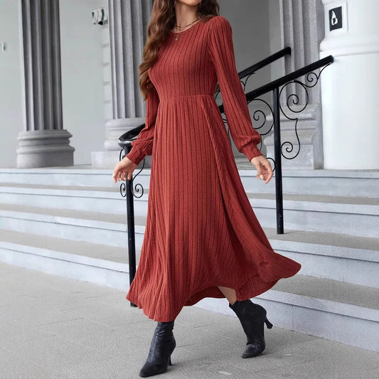 Robe maxi en tricot pour femmes à manches longues Chic und Stil