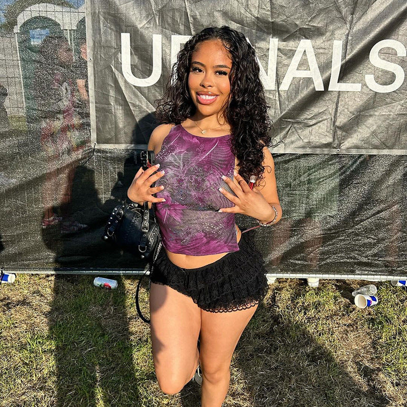 Dames débardeur court imprimé floral Chic und Stil