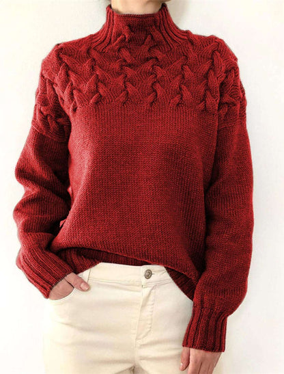 Pull-over à col haut pour femmes avec motif en torsades décoratif Chic und Stil