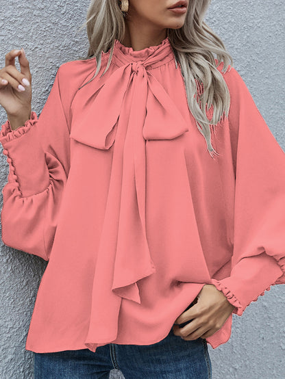 Chemisier femme avec col à nœud et manches volumineuses Chic und Stil