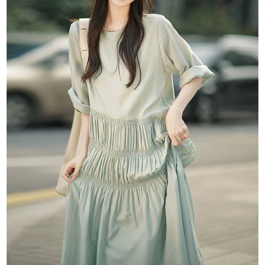 Robe midi décontractée pour femme avec détails froncés Chic und Stil