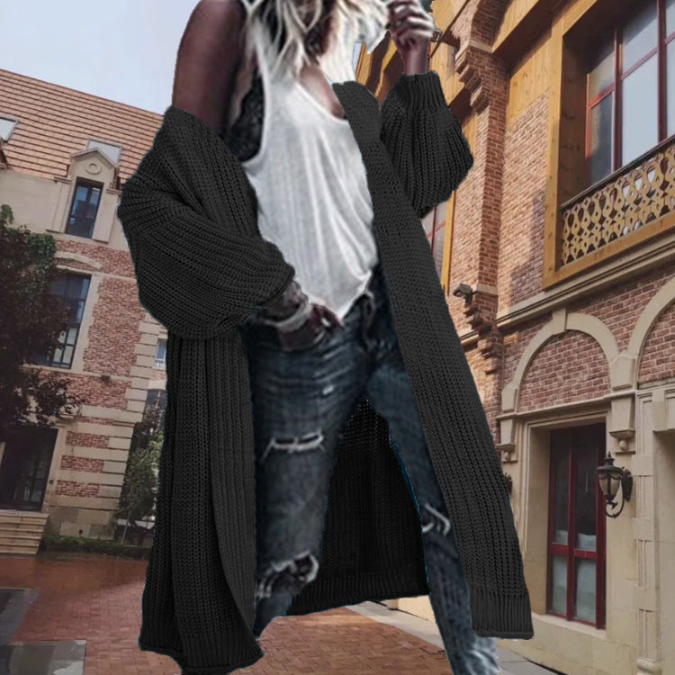 Dames gilet en tricot épais avec des manches larges et une devant ouvert Chic und Stil