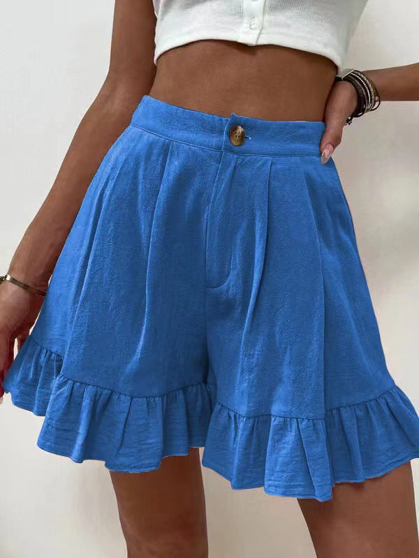 Shorts à volants pour femmes avec taille élastique et poches latérales Chic und Stil