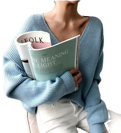 Pull en tricot pour femmes avec décolleté en V profond et coupe décontractée Chic und Stil
