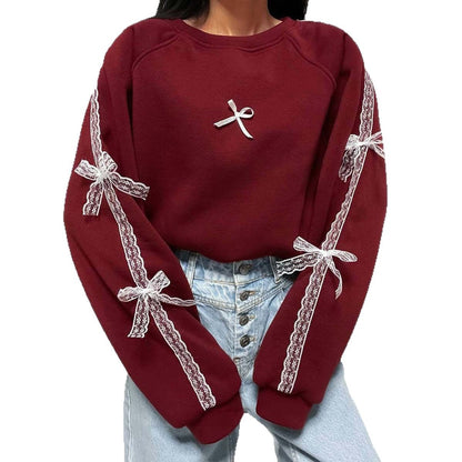 Dames élégant sweat-shirt avec des ceintures de lien uniques Chic und Stil