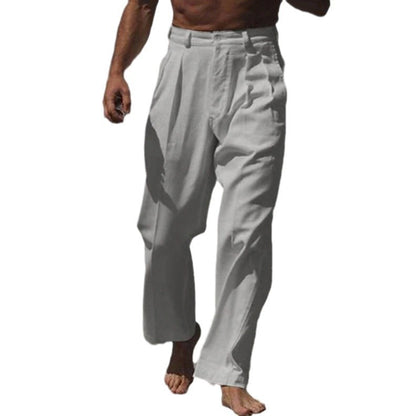 Pantalon en lin élégant pour hommes avec coupe large et grand confort de port Chic und Stil