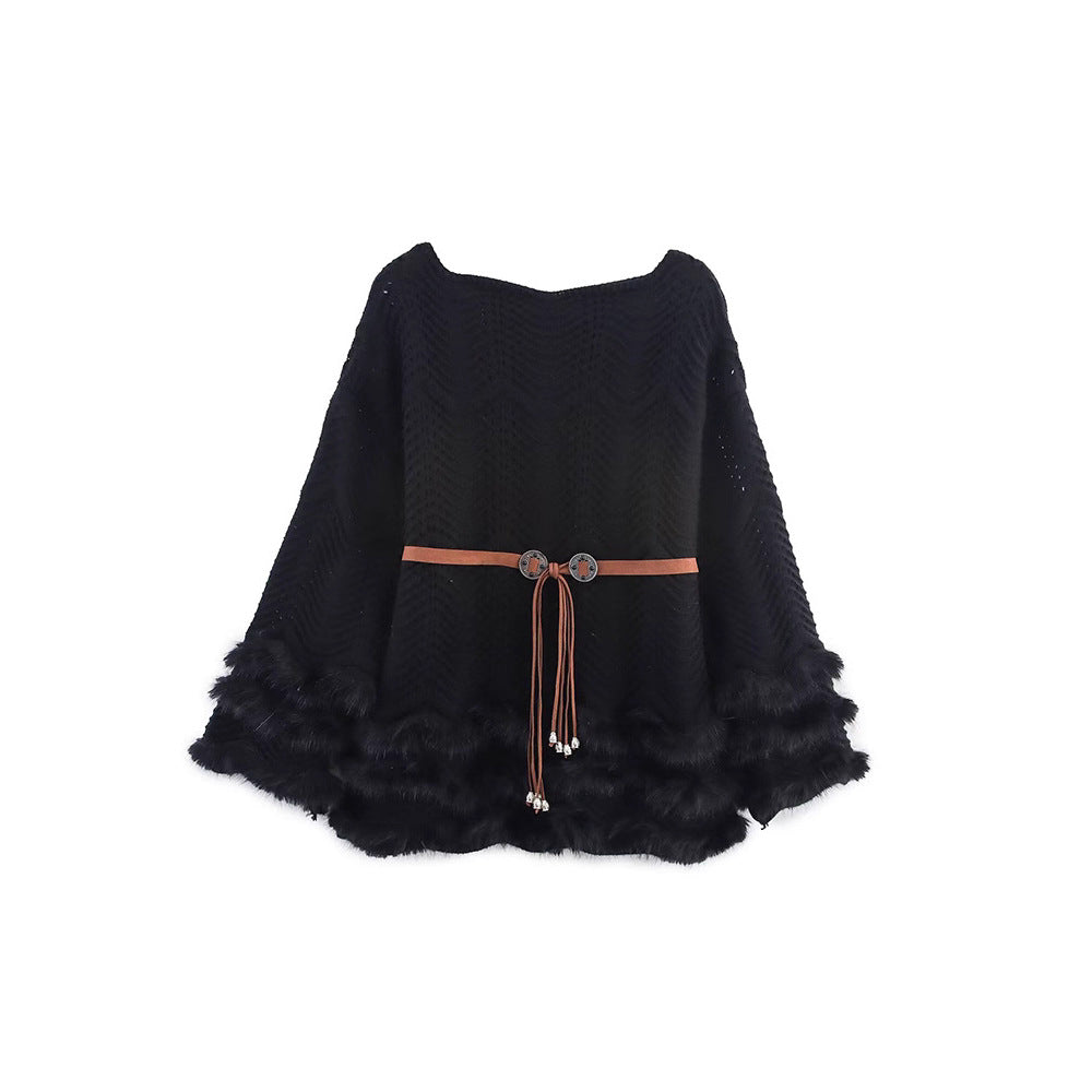 Dames élégante gilet tricoté avec coupe fluide et accents en fausse fourrure amovibles Chic und Stil