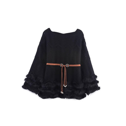 Dames élégante gilet tricoté avec coupe fluide et accents en fausse fourrure amovibles Chic und Stil