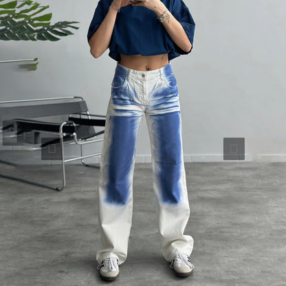 Baggy jeans for ladies with a unique batik design Chic and Style