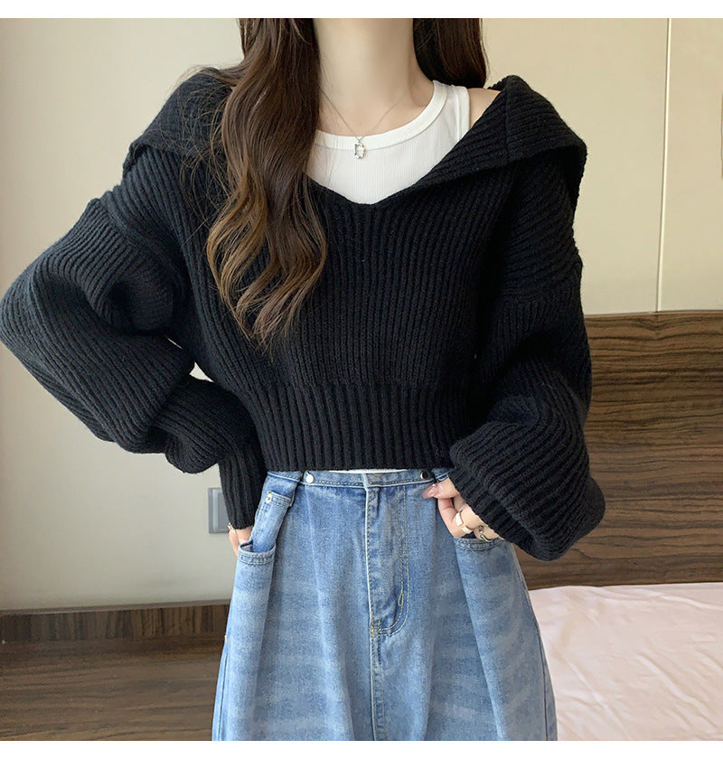 Dames pull-over V douillet avec capuche et coupe oversize Chic und Stil