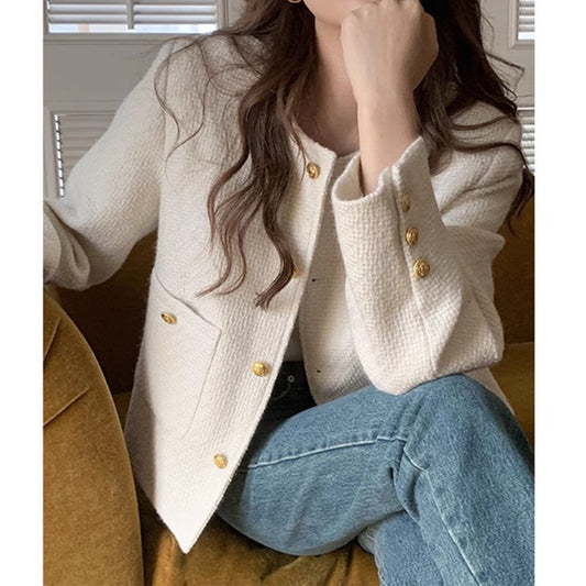 Blazer boutonné en tricot texturé pour femme Chic und Stil