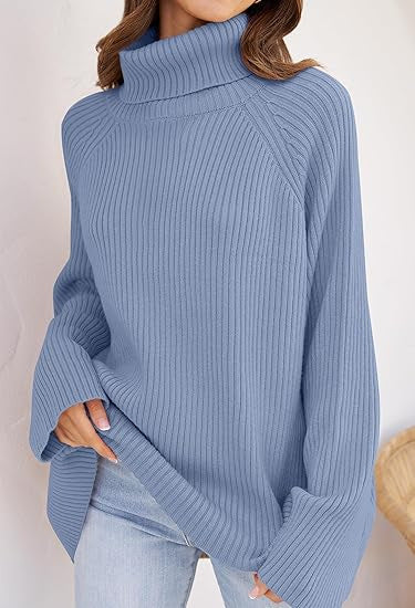 Dames pull en cachemire à maille fine avec col haut et coupe ample Chic und Stil