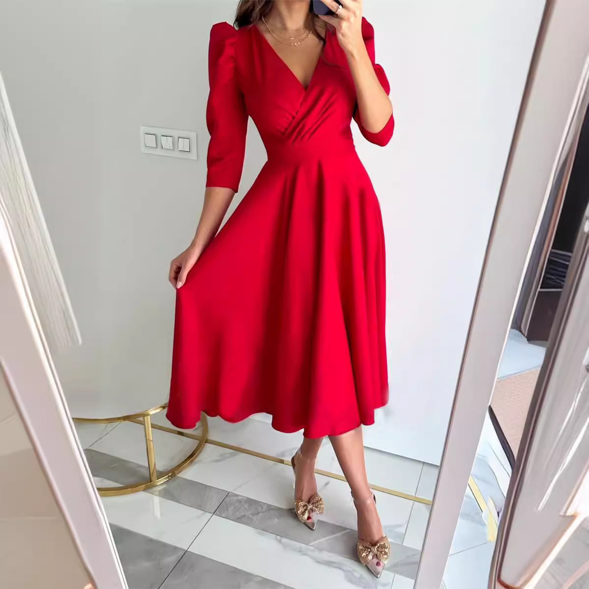 Dames Robe Midi Élégante Chic und Stil