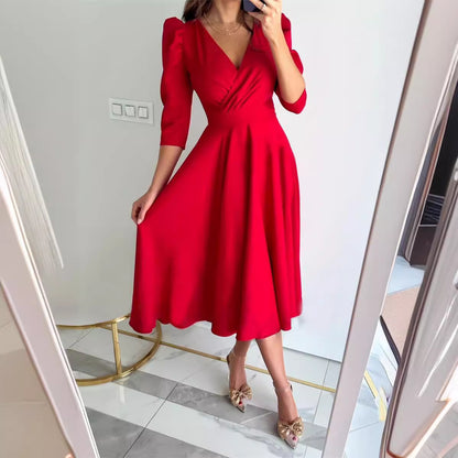 Dames Robe Midi Élégante Chic und Stil