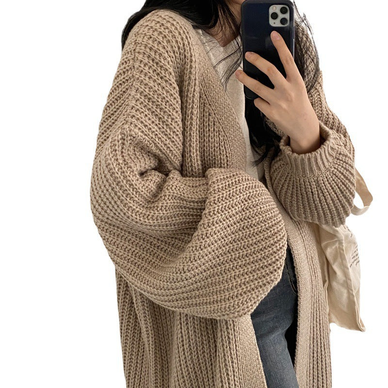 Cardigan en tricot épais pour femmes avec coupe ouverte et finitions de manches confortables Chic und Stil