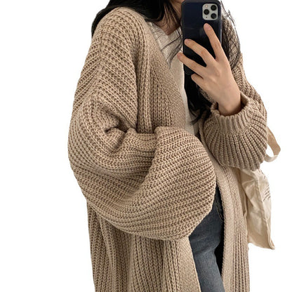 Cardigan en tricot épais pour femmes avec coupe ouverte et finitions de manches confortables Chic und Stil