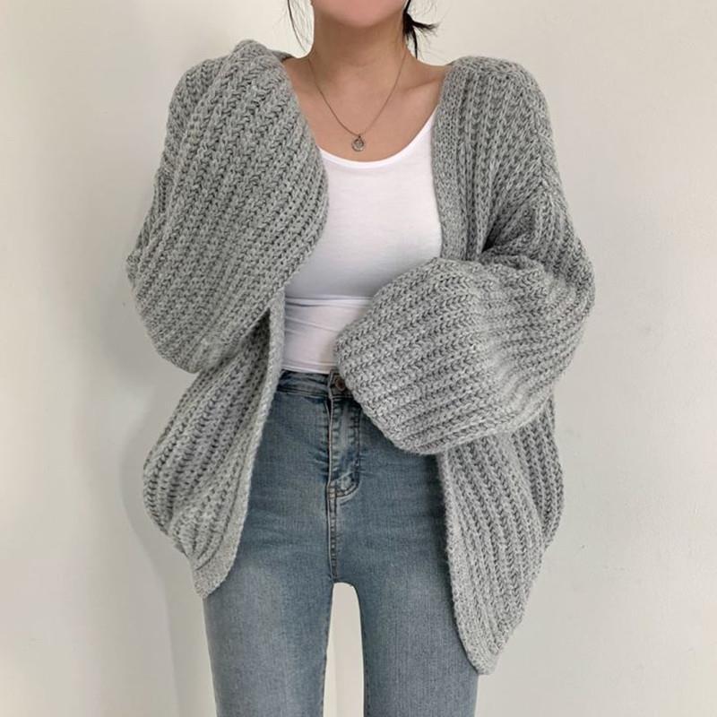 Cardigan oversize en tricot épais pour femmes avec décolleté en V profond Chic und Stil