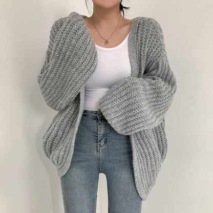 Cardigan oversize en tricot épais pour femmes avec décolleté en V profond Chic und Stil