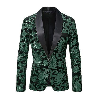 Blazer élégant en sequins pour hommes au design floral luxueux Chic und Stil