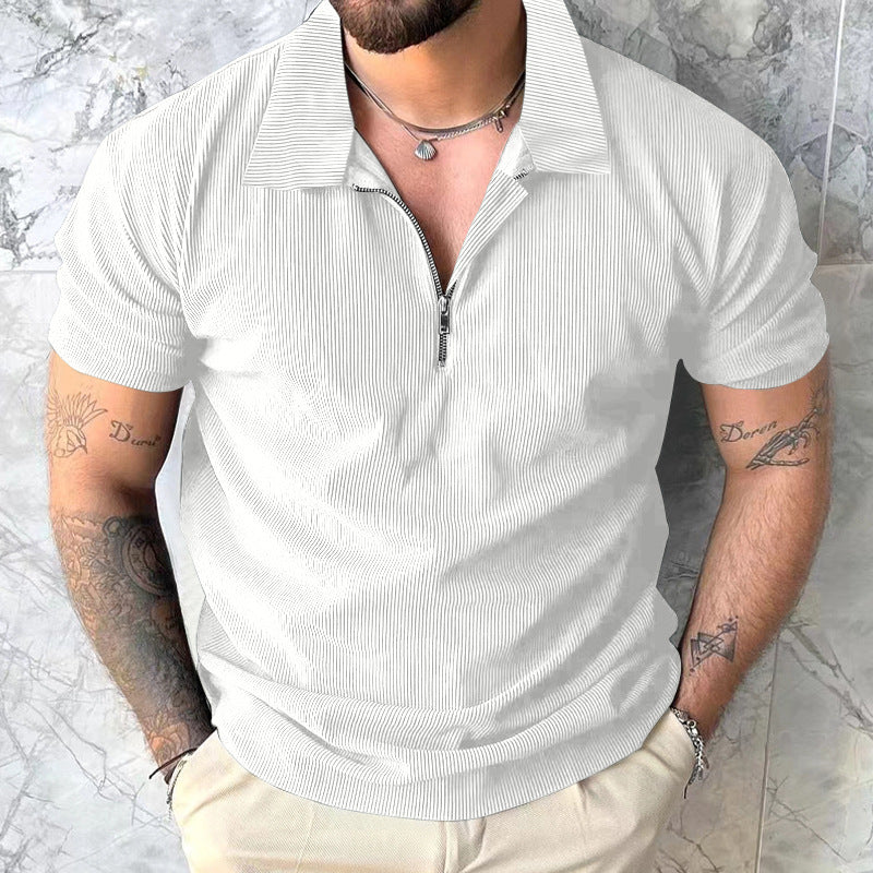 T-shirt polo pour hommes avec fermeture éclair moderne et design structuré Chic und Stil