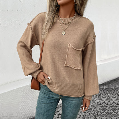 Pull décontracté pour femmes avec application de poche décorative Chic und Stil
