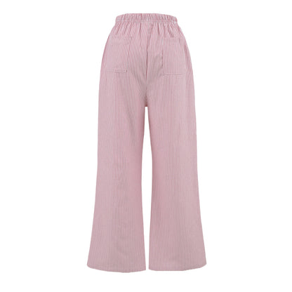 Loose jersey pants for women with a casual striped look featuring an elastic waistband and drawstring Chic and Style