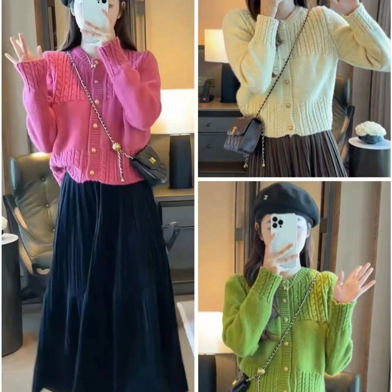 Dames pull-over en maille douillette avec texture en torsades et détails de boutons dorés Chic und Stil