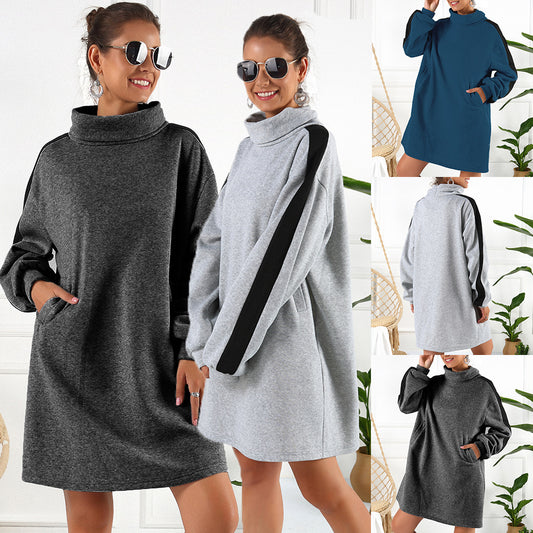 Robe sweat décontractée pour femme avec col montant et inserts latéraux Chic und Stil