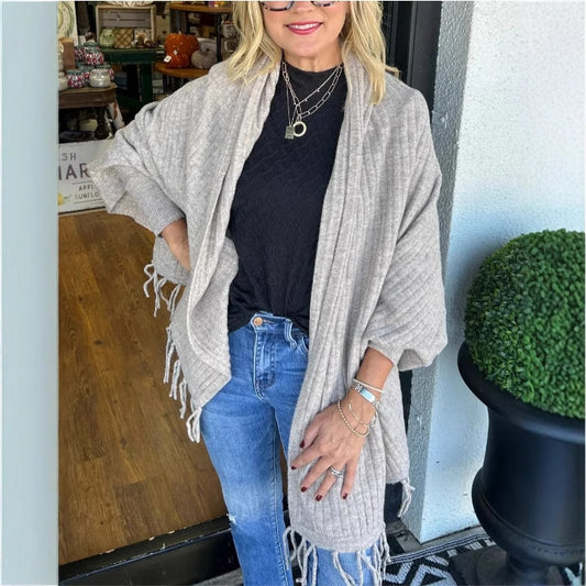 Ladies versatile poncho with fringes Chic and Style