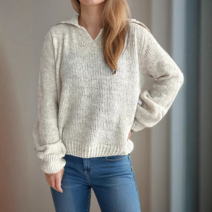 Pull décontracté pour femmes avec des manches volumineuses et un tricot structuré moderne Chic und Stil