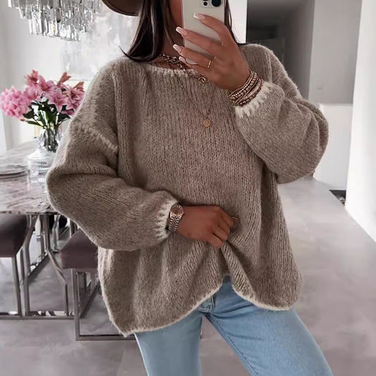 Pulls en grosse maille pour femmes avec finitions contrastées et coupe décontractée Chic und Stil