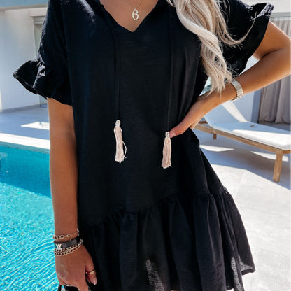 Robe d'été à volants pour femmes avec cordon de serrage Chic und Stil