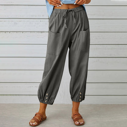 Casual pants for women with practical pockets and elastic edges Chic and Style