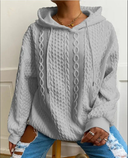 Pull en tricot oversized pour femmes avec effet câble créatif et capuche Chic und Stil