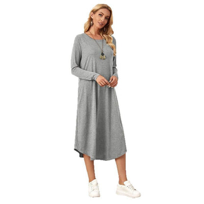 Robe longue décontractée à manches longues pour femmes avec poches pratiques Chic und Stil