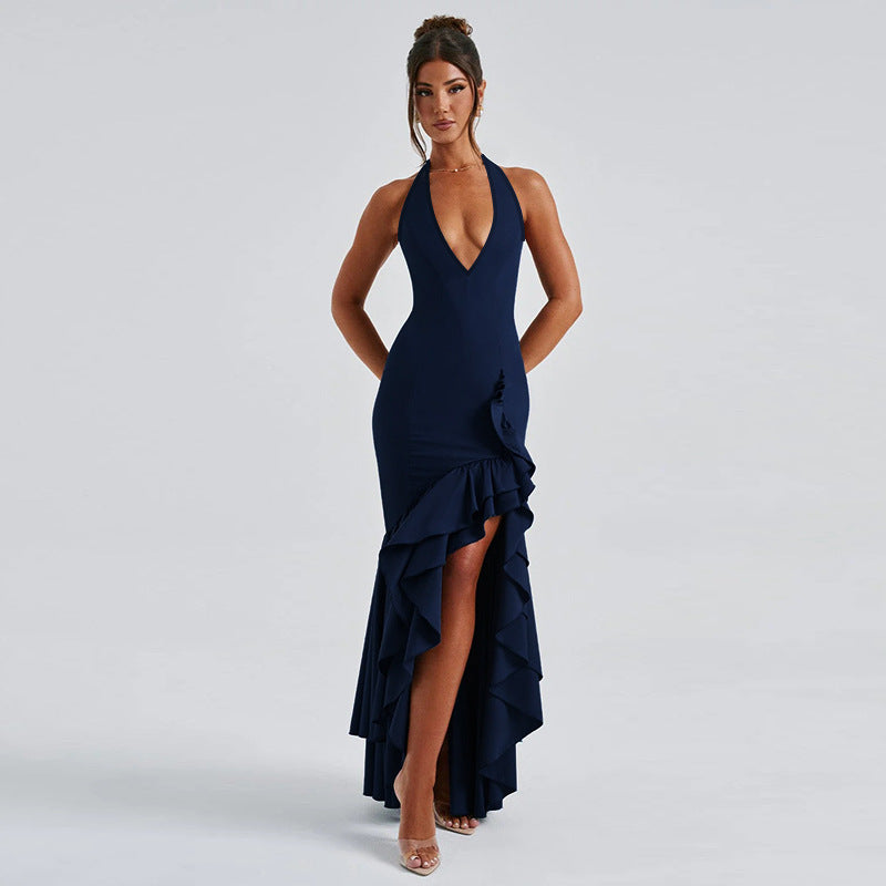 Robe de soirée à col halter à volants Chic und Stil
