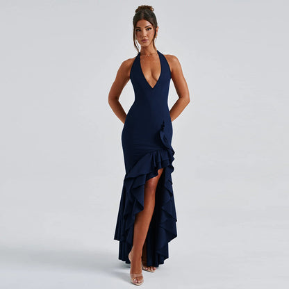 Robe de soirée à col halter à volants Chic und Stil