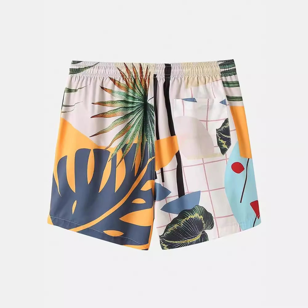 Chemise de loisirs pour hommes et ensemble de shorts avec motif végétal coloré Chic und Stil