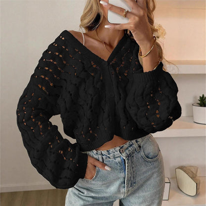 Pull en tricot pour femmes avec un motif de trou unique et une coupe décontractée Chic und Stil
